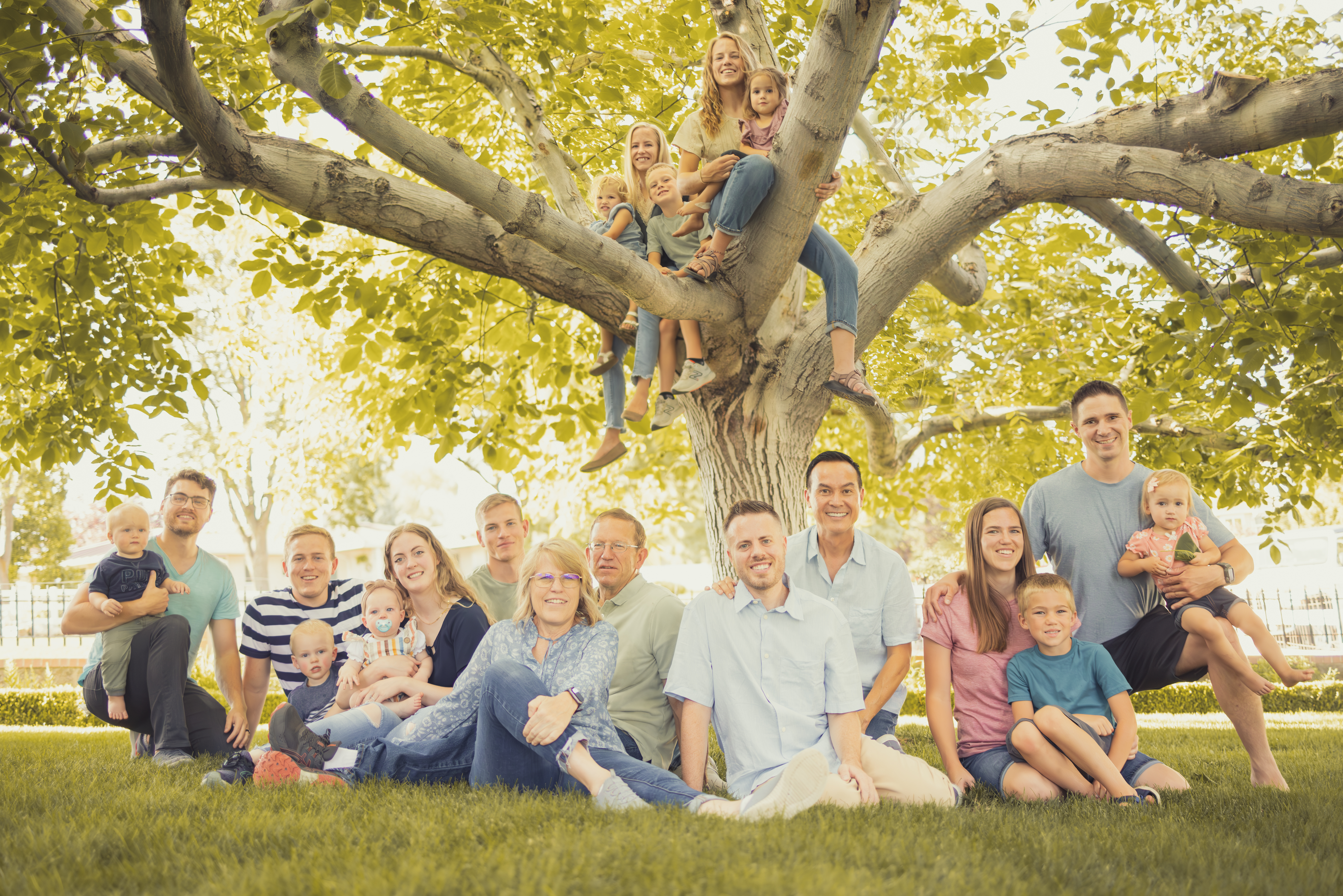 Jordan’s bio-mom’s family in front of the walnut tree.